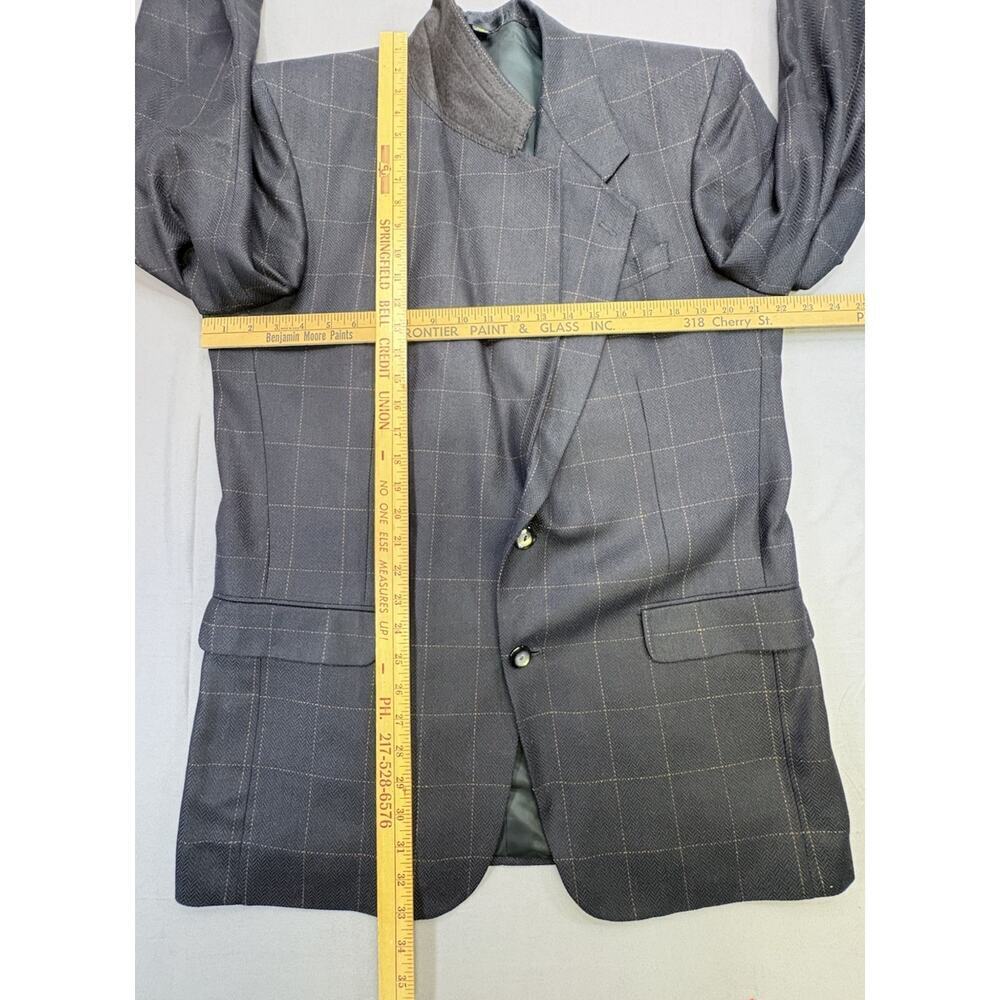 Bachrach Men’s Silk Black Blazer 42L Herringbone Weave Windowpane Check Pattern - Picture 4 of 10